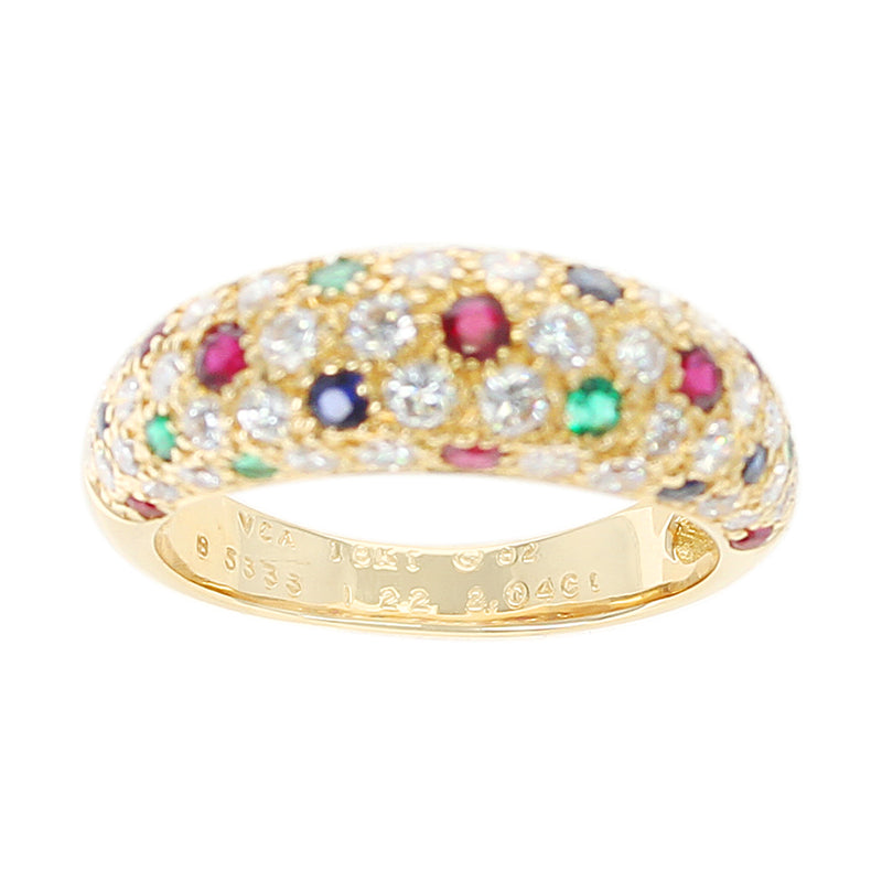 Van Cleef & Arpels Diamond, Ruby, Sapphire, Emerald Ring, 18K Yellow