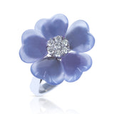 Floral Chalcedony Ring with Diamonds, 18K White Gold