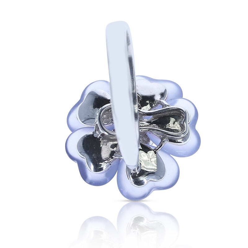 Floral Chalcedony Ring with Diamonds, 18K White Gold