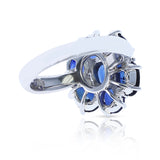 Seven Oval Blue Sapphire Cluster Ring, Platinum