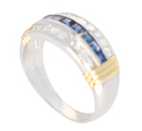 Mystery Set Sapphire and Diamond Band with Two 18K Yellow Gold Linings, Platinum