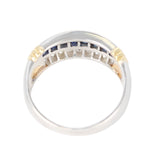 Mystery Set Sapphire and Diamond Band with Two 18K Yellow Gold Linings, Platinum