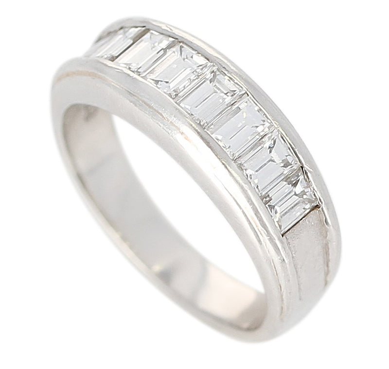 Channel Invisible Set Diamond Half-Eternity Band, Platinum and 18K
