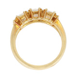 Three Emerald-Cut Diamond Band with Round Diamonds, 18K Yellow Gold