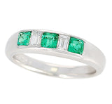 Channel-Set Invisible Emerald and Diamond Platinum Band