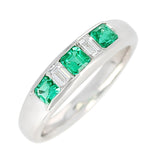 Channel-Set Invisible Emerald and Diamond Platinum Band