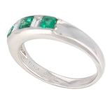 Channel-Set Invisible Emerald and Diamond Platinum Band