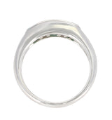 Channel-Set Invisible Emerald and Diamond Platinum Band