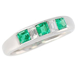 Channel-Set Invisible Emerald and Diamond Platinum Band