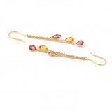 Multi Sapphire Pear Shape Dangling Earrings made in 18 Karat Yellow Gold.