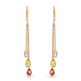 Multi Sapphire Pear Shape Dangling Earrings made in 18 Karat Yellow Gold.
