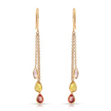 Multi Sapphire Pear Shape Dangling Earrings made in 18 Karat Yellow Gold.