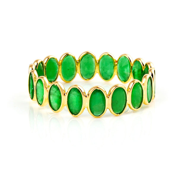 Oval Emerald Band, 18K Yellow Gold