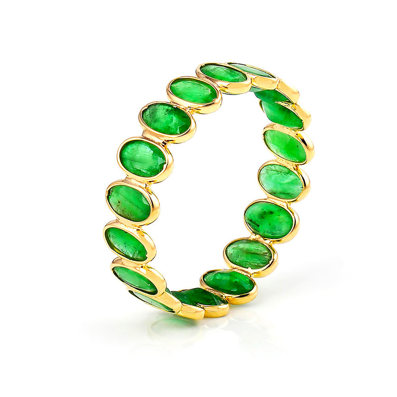 Oval Emerald Band, 18K Yellow Gold