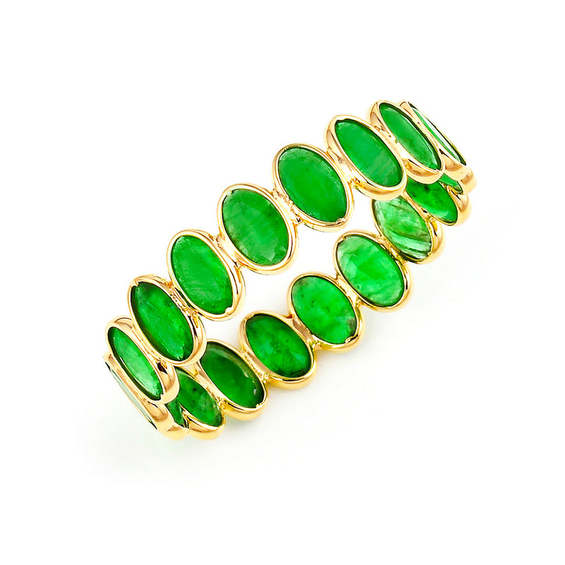 Oval Emerald Band, 18K Yellow Gold