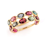 Double Line Oval Tourmaline Band, Yellow Gold