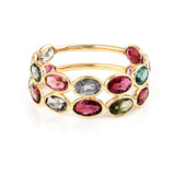 Double Line Oval Tourmaline Band, Yellow Gold