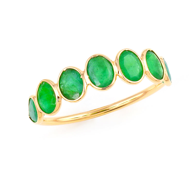 Oval Emerald Band, 18K Yellow Gold