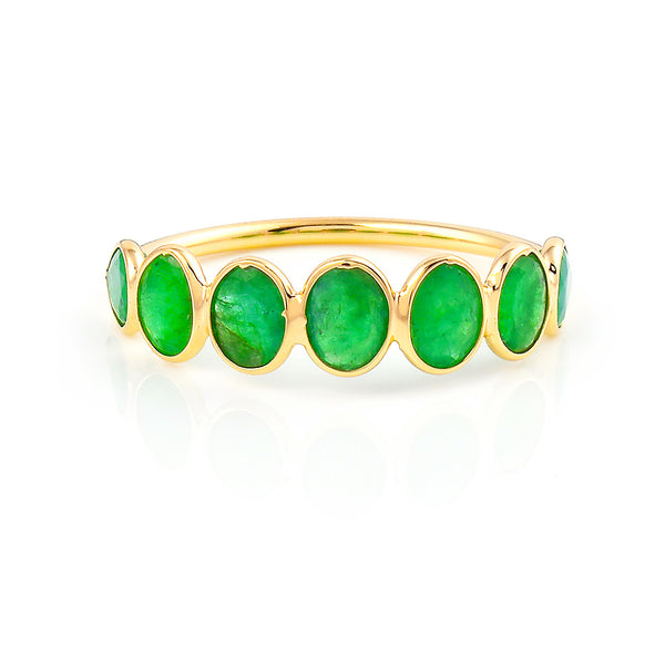 Oval Emerald Band, 18K Yellow Gold