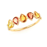 Pear Multi Sapphire single Layer Band, 18K Gold