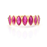 Seven Ruby Marquise Shape Ring Band, 18k Yellow Gold