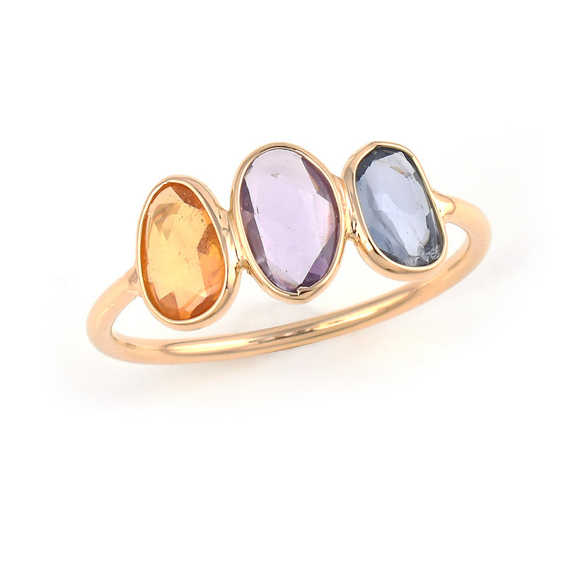 Mixed Cut Three-Stone Band, 18K Gold