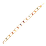 Oval Multi Sapphire Double Line, 18k Yellow Gold Bracelet