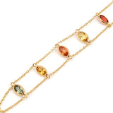 Oval Multi Sapphire Double Line, 18k Yellow Gold Bracelet