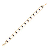 Oval Multi Sapphire Double Line, 18k Yellow Gold Bracelet