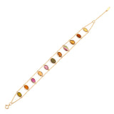 Oval Multi Sapphire Double Line, 18k Yellow Gold Bracelet