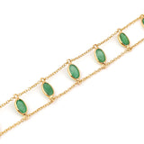 Oval Multi Sapphire Double Line, 18k Yellow Gold Bracelet
