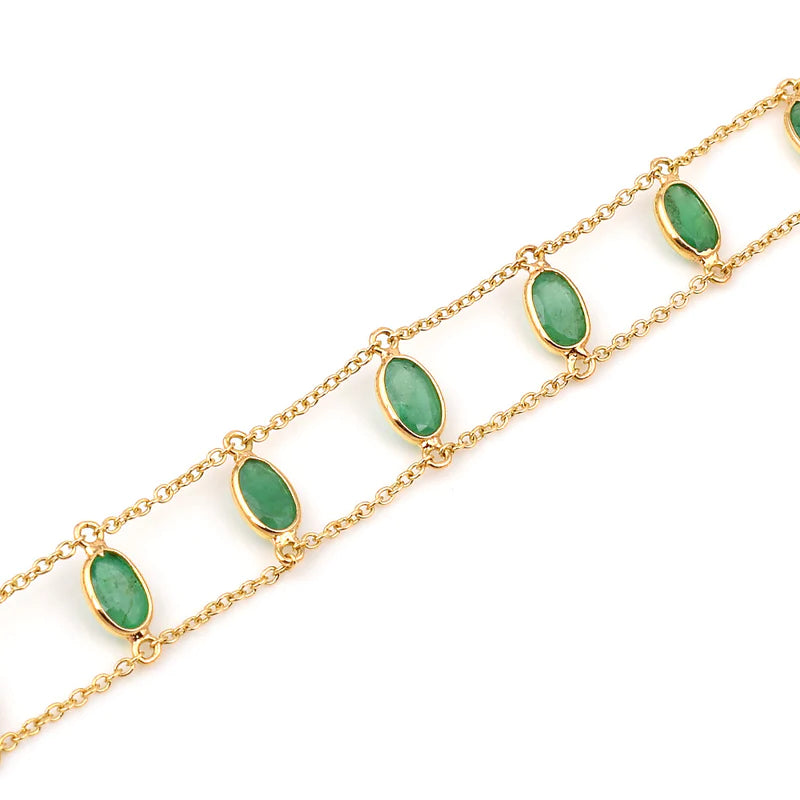 Oval Multi Sapphire Double Line, 18k Yellow Gold Bracelet