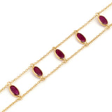 Oval Multi Sapphire Double Line, 18k Yellow Gold Bracelet