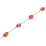 Oval Ruby Single Line, 18k Yellow Gold Bracelet