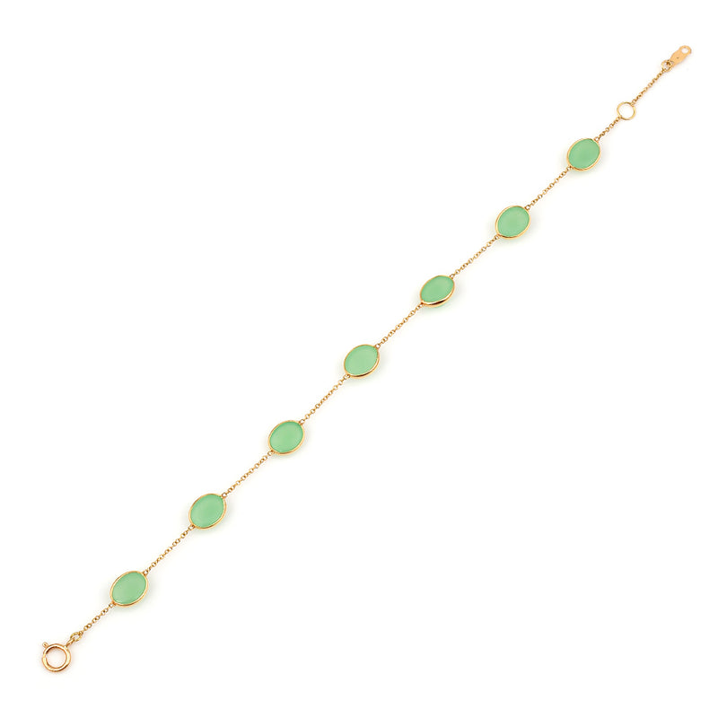 Oval Cut Chrysoprase 18k Yellow Gold Bracelet