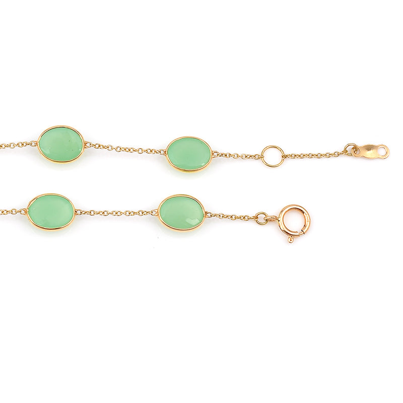 Oval Cut Chrysoprase 18k Yellow Gold Bracelet