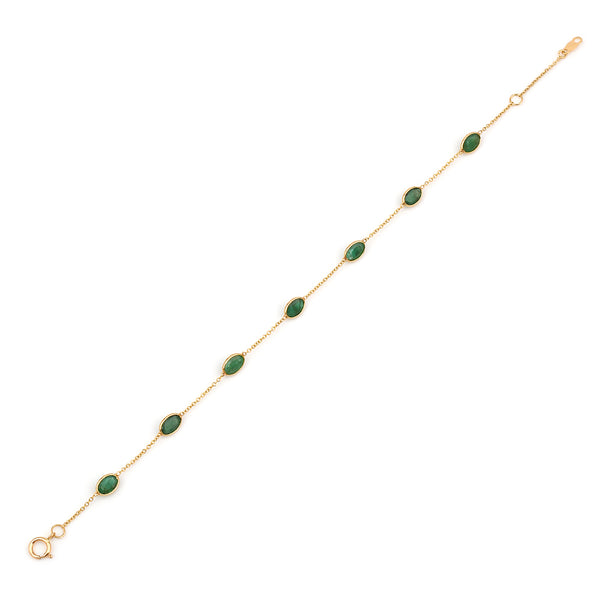 Oval Emerald Single Line, 18k Yellow Gold Bracelet