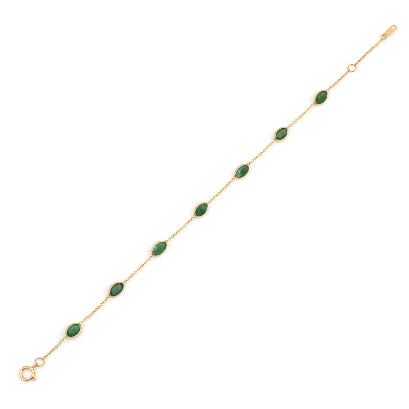 Oval Emerald Single Line, 18k Yellow Gold Bracelet