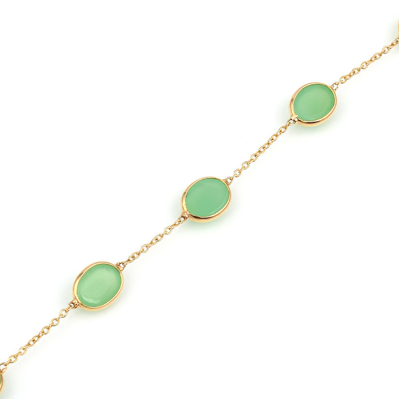 Oval Cut Chrysoprase 18k Yellow Gold Bracelet