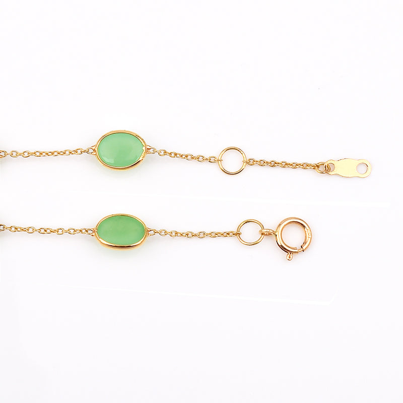 Oval Cut Chrysoprase 18k Yellow Gold Bracelet