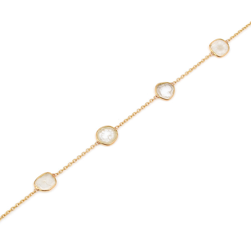 Diamond Slices Single-Line 18k Yellow Gold Adjustable Bracelet