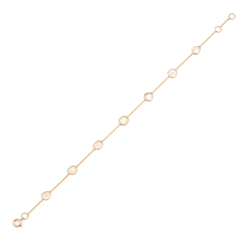 Diamond Slices Single-Line 18k Yellow Gold Adjustable Bracelet