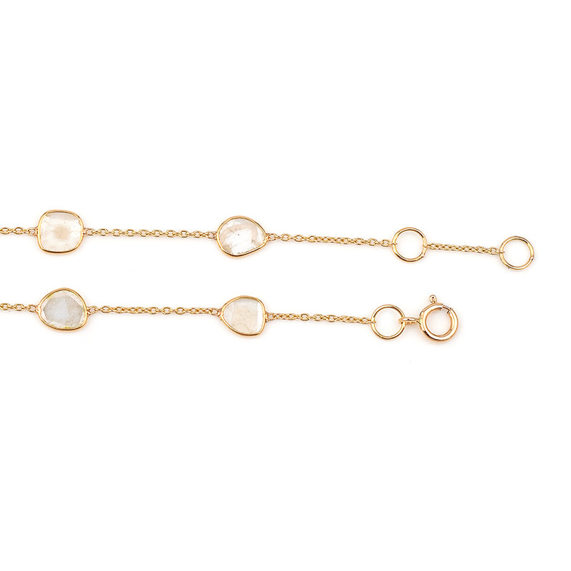 Diamond Slices Single-Line 18k Yellow Gold Adjustable Bracelet