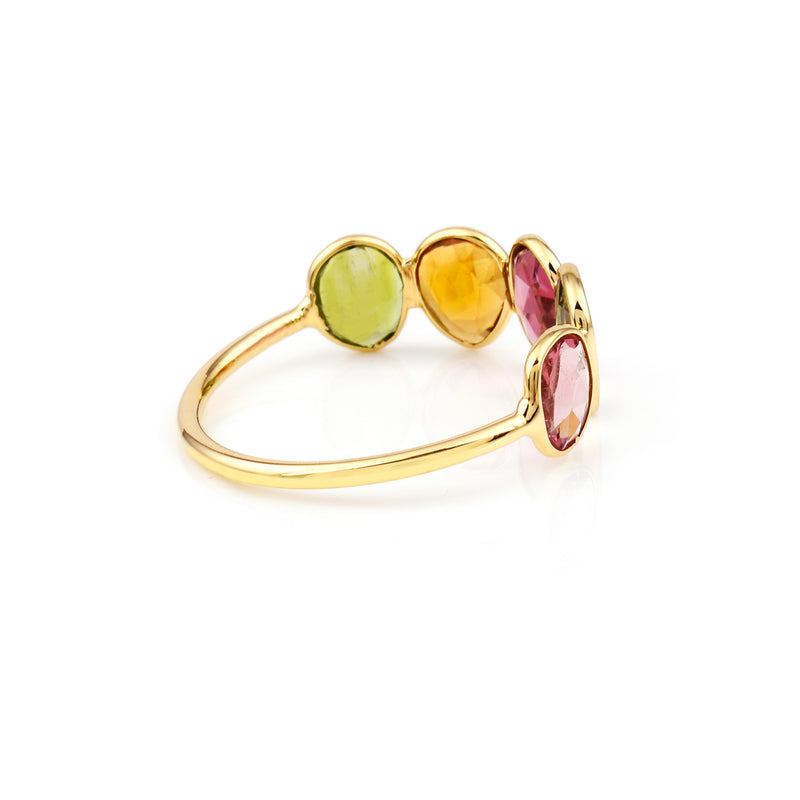 Mixed Cut Multi Sapphire single Layer Band, 18K Gold