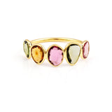 Mixed Cut Multi Sapphire single Layer Band, 18K Gold