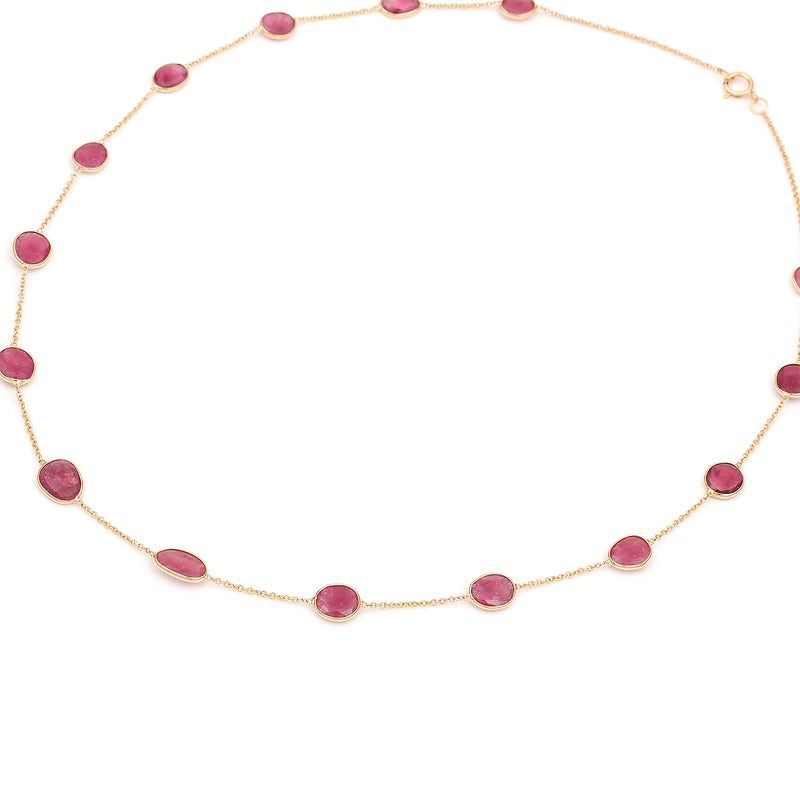 Mixed Shape Tourmaline Necklace, 18 Karat Gold