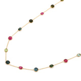 Mixed Color Tourmaline Cabochon Necklace, 18k Gold