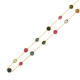 Mixed Color Tourmaline Cabochon Necklace, 18k Gold