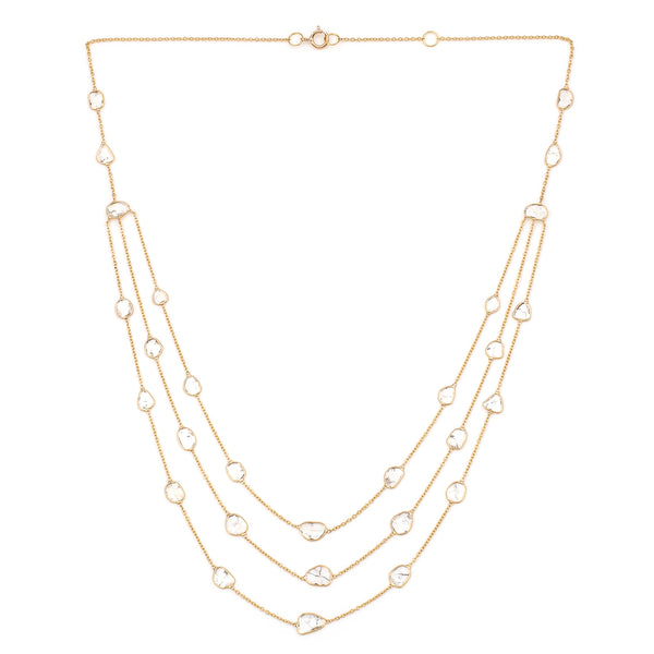 Triple Layer Diamond Slices Necklace, 18k