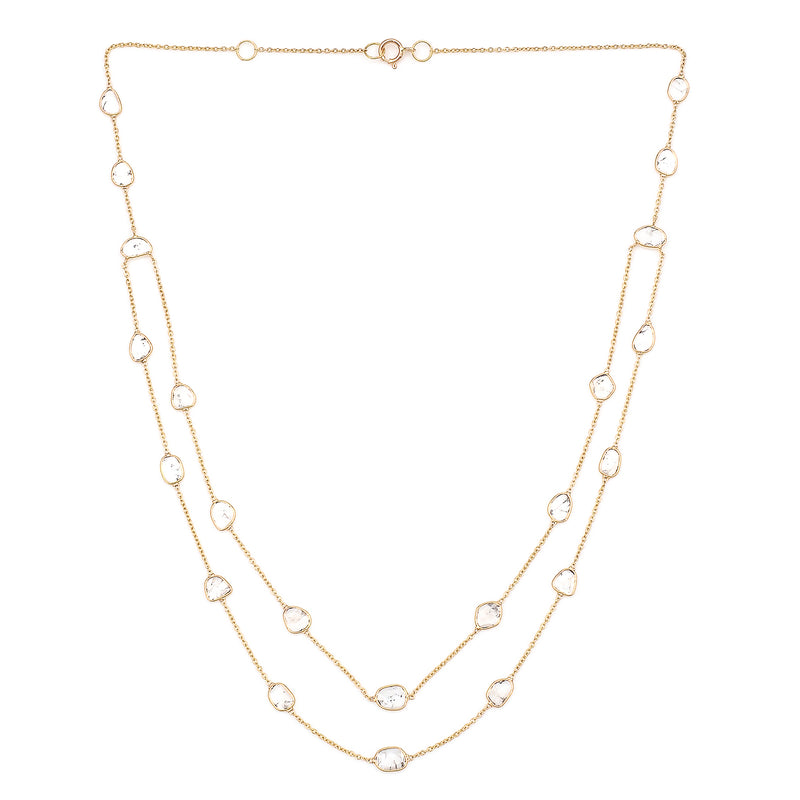 Double Layer Diamond Slices Necklace, 18k